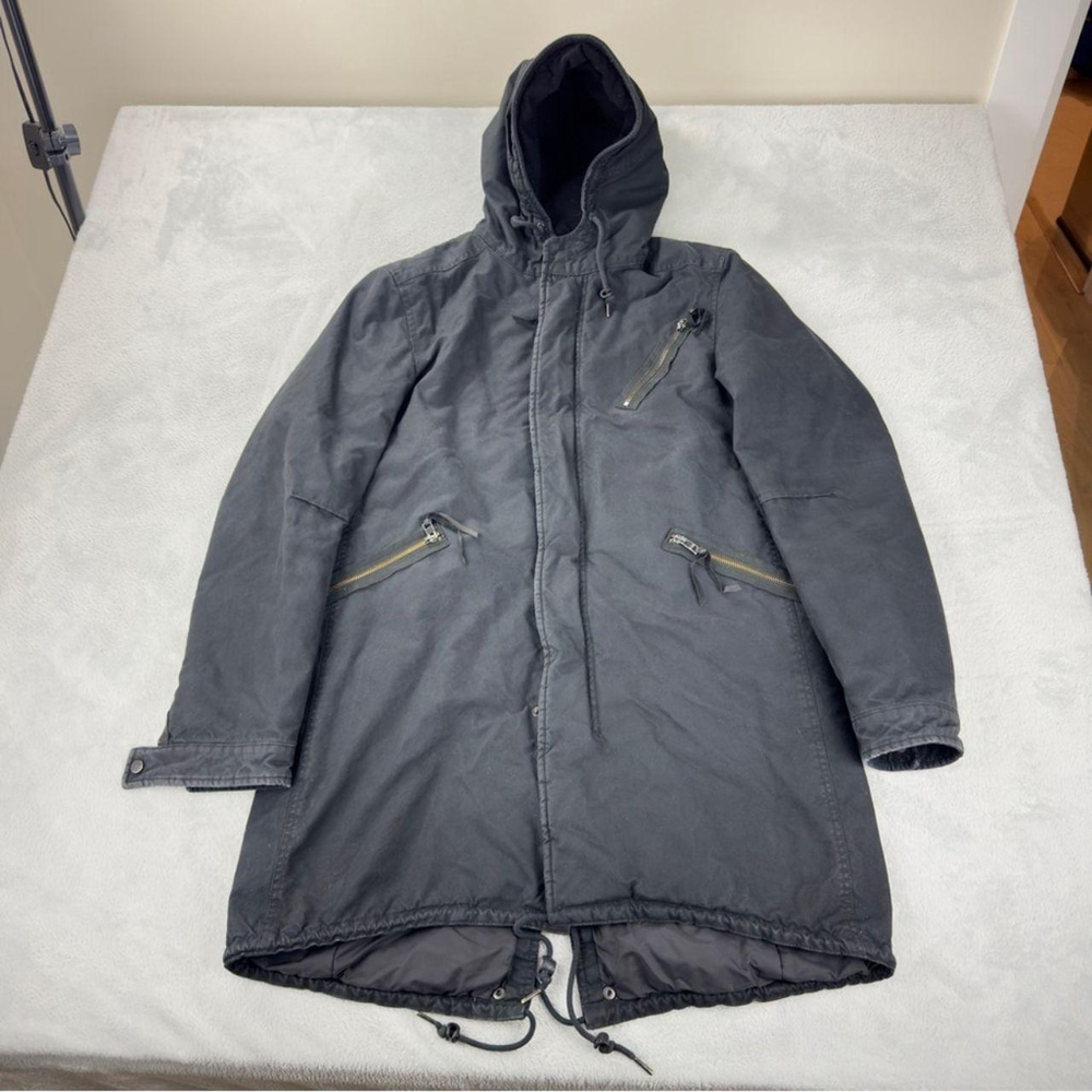 All Saints Men's Size Medium Kray Black Parka Made in Turkey British Millerain